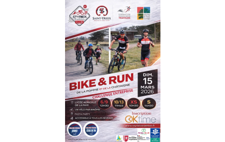 Inscriptions au Bike and Run de Saint Yrieix 15 mars 2026